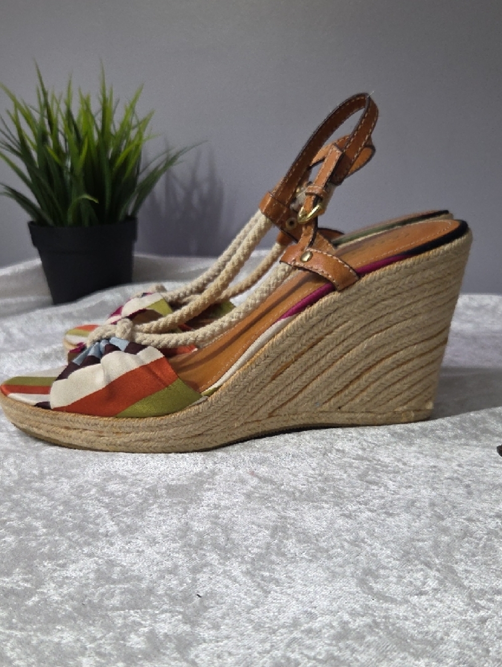 Vintage Coach Y2K Legacy Catolina Satin Stripe Espadrilles - Picture 4 of 11
